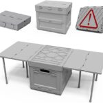 Folding Storage Box with Table, 3 in 1 Camping Collapsible Bins with Parking Warning Sign, Multifunctional Foldable Container, Outdoor Storage Bin for Picnic, Home, Office, Car