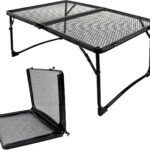 Folding Grill Table, Portable Camping Table with Mesh Desktop Light Weight Outdoor Cooking Table with Carry Handle Grill Tables for Outside Picnic BBQ