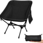 Ultralight Camping Chair, Portable Folding Backpacking Chair, Compact Camping Chair with Carry Bag for Outdoor Camp Hiking Backpack Beach Travel (Black)