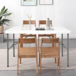 Bi-Fold Folding Table 4 FT, Plastic Portable Table for Dining Parties Card Picnic Camping, Granite White - Image 2