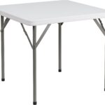 2.85' Square Plastic Folding Event Table for Indoor/Outdoor Events, Portable Banquet Table with Locking Legs, White