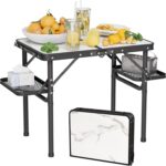 Folding Camping Table Small 2ft, Small Camp Table Portable with 50% Extra Space, Folding Picnic Table, Portable Beach Tables, Car Camping Essentials, Aluminum Light & Solid