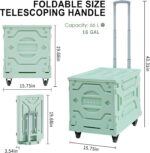 Foldable Shopping Cart with Wheels, Collapsible Rolling Crate for Groceries, Folding Storage Box with Handle, Three Modes of Use, Ideal for Teacher, Trip, Outdoors, Etc., 16GAL, Green - Image 2