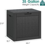 Outdoor Storage Box, Resin Deck Boxes Indoor and outdoor, Waterproof Storage Box Lockable Lid (Black, 35 Gallon) - Image 2